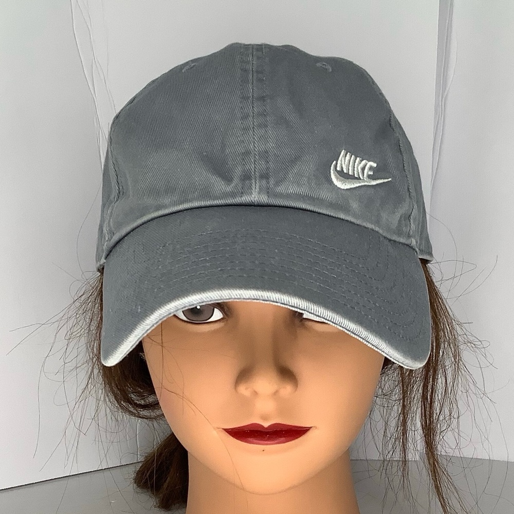 Nike Style Baseball Cap Gray White Logo One Size Sporty, Streetwear, Clean Girl